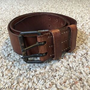Polo Ralph Lauren Mens Belt Size 36 Brown Classic Preppy Wide Double Prong